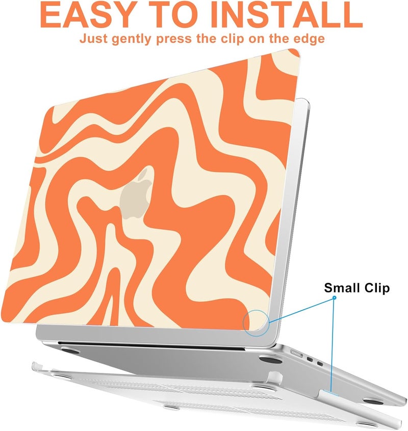 AKIT Compatible with MacBook Air 13 inch Case 2026 2025 2024-2022 M4 M3 M2 A3240 A3113 A2681, Unique Hard Shell Laptop Case+Screen Protector+Keyboard Cover for MacBook Air 13.6 inch, Orange Wave - Image 4